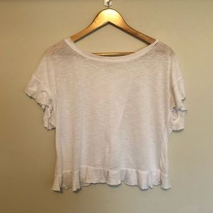 White ruffle tee